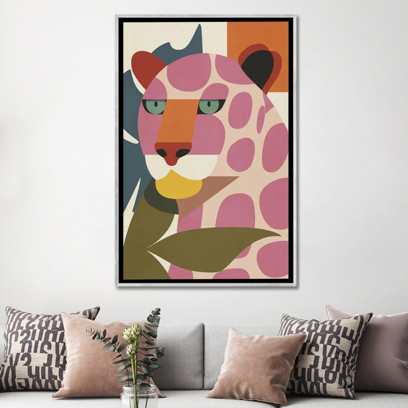 «Abstract Cheetah Portrait II», reproduction d'art sur toile encadrée, 60 po x 40 po, Toile avec cadre, Argent