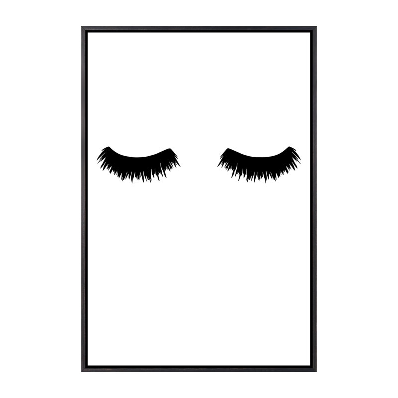 Lash Bold - impression d'art graphique, Pas de tapis, H 26 po x l 18 po x 1,5 po, Toile avec cadre noir patiné