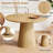 5-Piece Round Pedestal Dining Set, Wooden Table with 4 Rattan Back Chairs, Linen-Cotton Cushioned Seats & Protective Foot Pads, Modern Kitchen & Dining Room Furniture-477504603-477504600-477504607