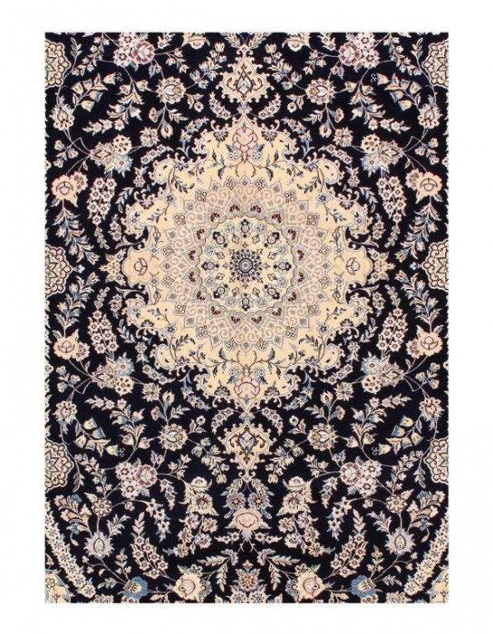 Navy blue Nain silk & wool 6'5"X 9'6"