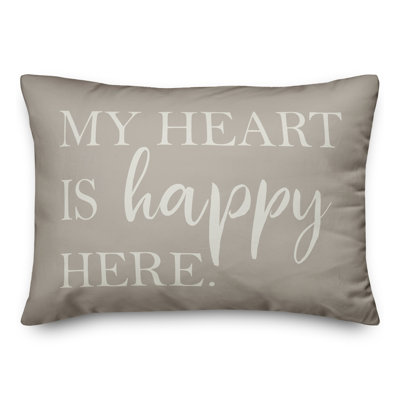 Housse et insert de coussin rectangulaire d'extérieur Heart Is Happy Here