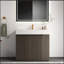 Meuble-lavabo 36 po en chêne fumé avec lavabo pour salle de bain moderne, cuve à quartz blanche une pièce, sans drain et robinet, KD