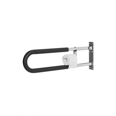Barre d'appui de sécurité pour toilettes, barre de maintien en forme de U de 76 cm (30 pouces), capacité de charge de 136 kg (300 lb), barre de sécurité avec porte-papier, barre de sécurité pliable pour personnes âgées, barres d'appui de toilettes relevables avec poignée antidérapante
