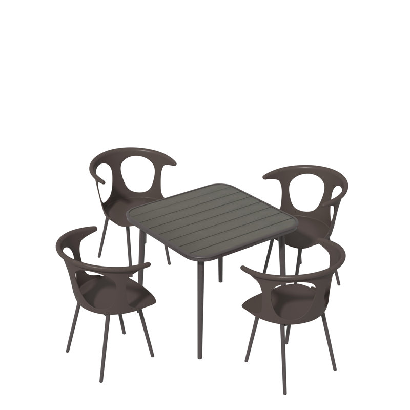 Ensemble repas d'extérieur carré en plastique 4 personnes Khaydence