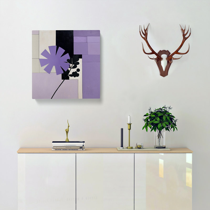 Lavender Flower Suprematism - Wrapped Canvas
