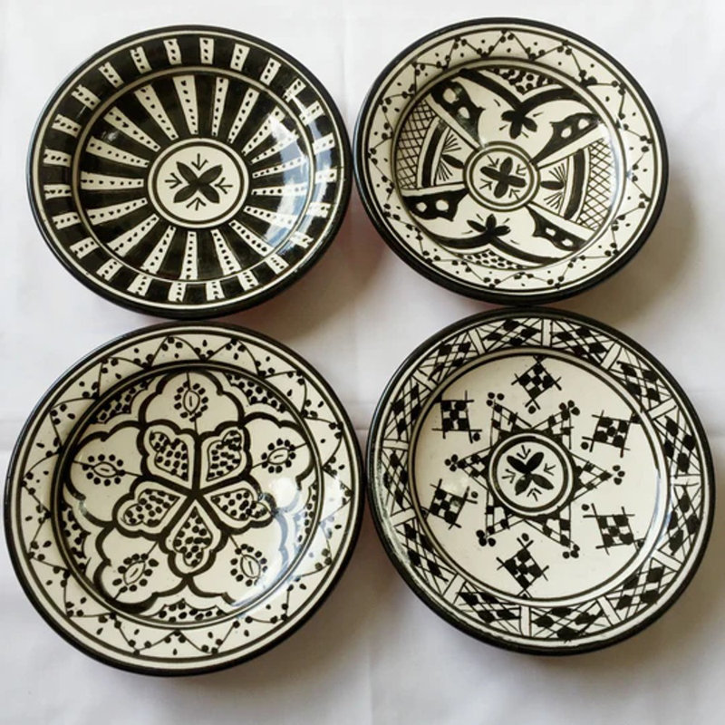 Ensemble de 4 assiettes à hors-d'œuvre Tetjana, Noir