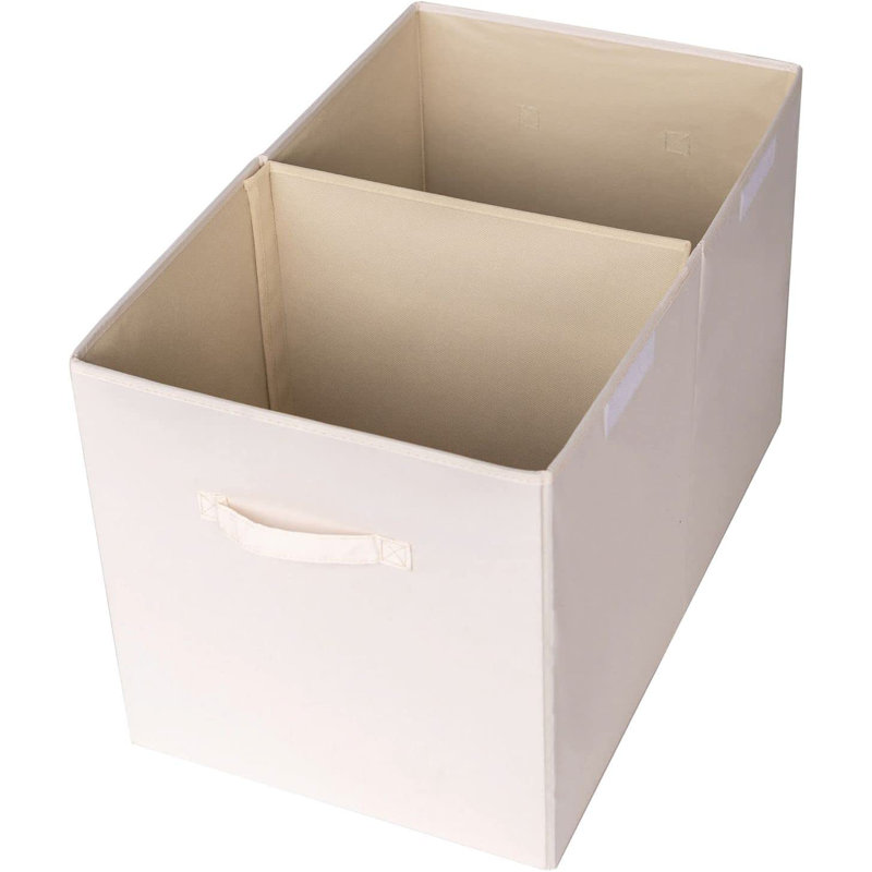Cream Recycled Fabric Folding Storage Chest with Lid and Handles