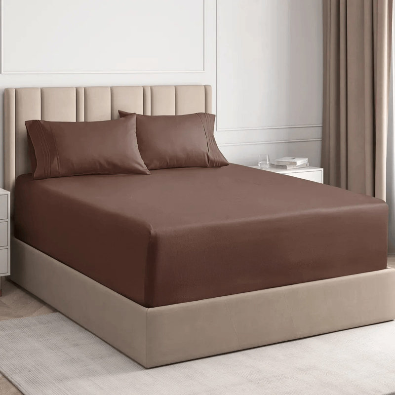 Full Deep Pocket Brown Microfiber Sheet Set