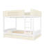 Grand lit superposé avec lit gigogne, lit superposé en bois pour enfants avec bibliothèque intégrée, garde-corps de sécurité, design automobile, blanc et beige-649619008-649619070