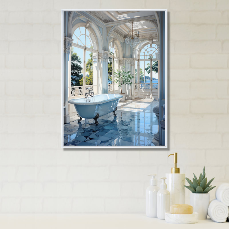 Bathroom Tranquil Reflections II - Impressions encadrées pour salle de bain, H 20 po x l 12 po x P 1 po, Cadre flottant blanc