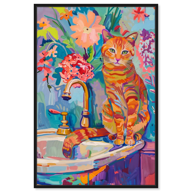 Art de salle de bain Jungle, Cadre noir, H 16 po x l 11 po