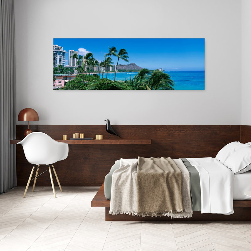 Palm Trees On The Beach Waikiki Beach Honolulu Oahu Hawaii USA by Douglas Peebles - Wrapped Canvas Panoramic Print