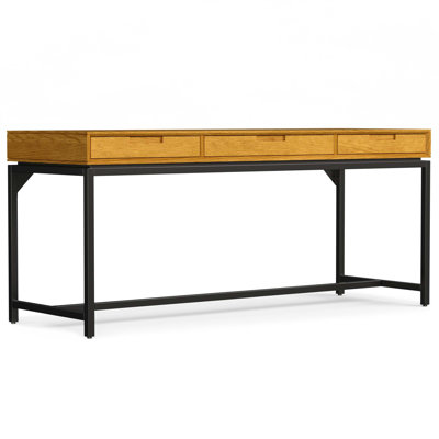 Bureau de direction spacieux en bois massif de style moderne du milieu du siècle, avec plateau ergonomique pour clavier et nombreux tiroirs de rangement (BUREAU SEULEMENT, CHAISE NON INCLUSE)