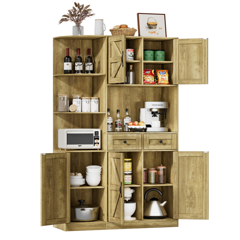 Garde-manger 71 po avec portes de ferme et tablette à micro-ondes Jadaya