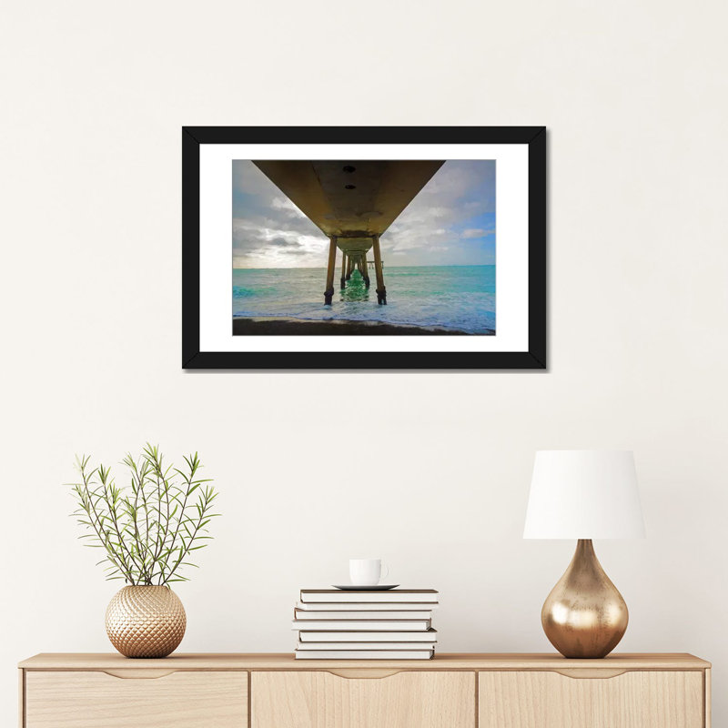 «Pier in the Pacific Ocean, Pacifica, San Mateo County, California, USA», reproduction de photo sur toile, Toile tendue