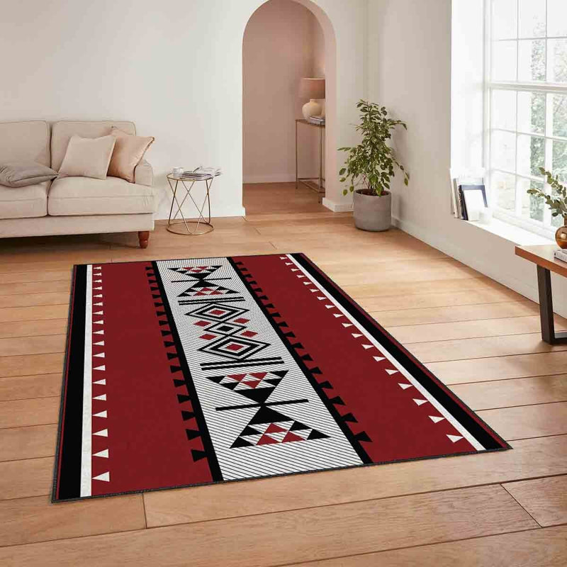 Premium Woven Carpet, 3.3 x 4.6 Feet | 100% Polyester, 740 g/m² | Non-Slip Felt Dot Underside, Machine Washable at 86°F, 0.16 Inch Pile Height | Stylish Digital Print, Easy to Clean, Perfect for Any Room