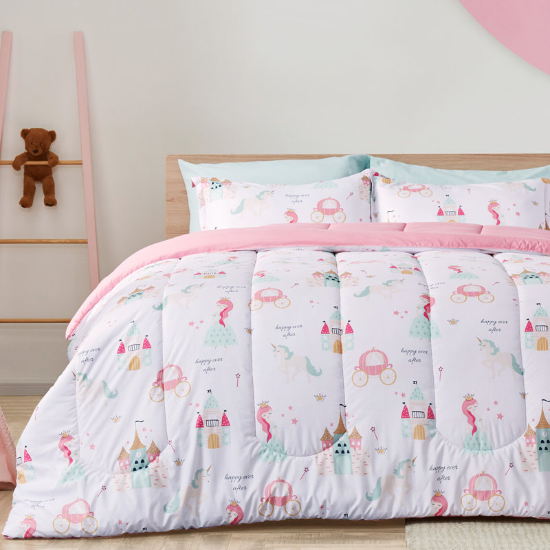 Ensemble d'édredon pour enfants avec taies décoratives, Full/Queen, Princess Castle
