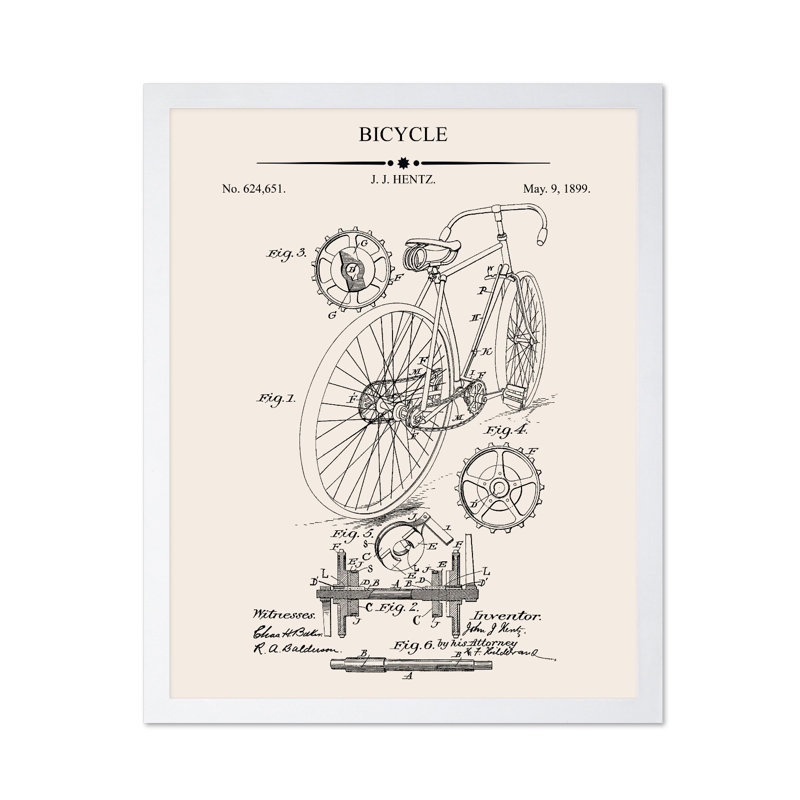 Plan de bicyclette no 3, Affiche, H 08 po x l 10 po, Encadrement brun