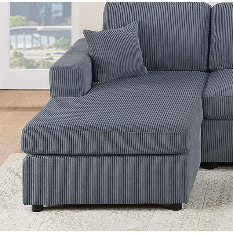 2pc Sectional Set, Dark Gray Corduroy