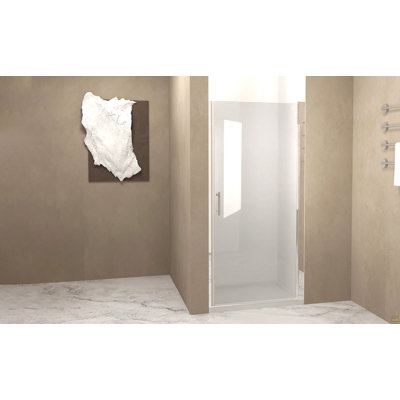 25-24"x 72" Pivot Shower Door, Chrome Aluminum Frame, Half Frame ,1/4"(6mm) Tempered Glass Explosion Proof Film