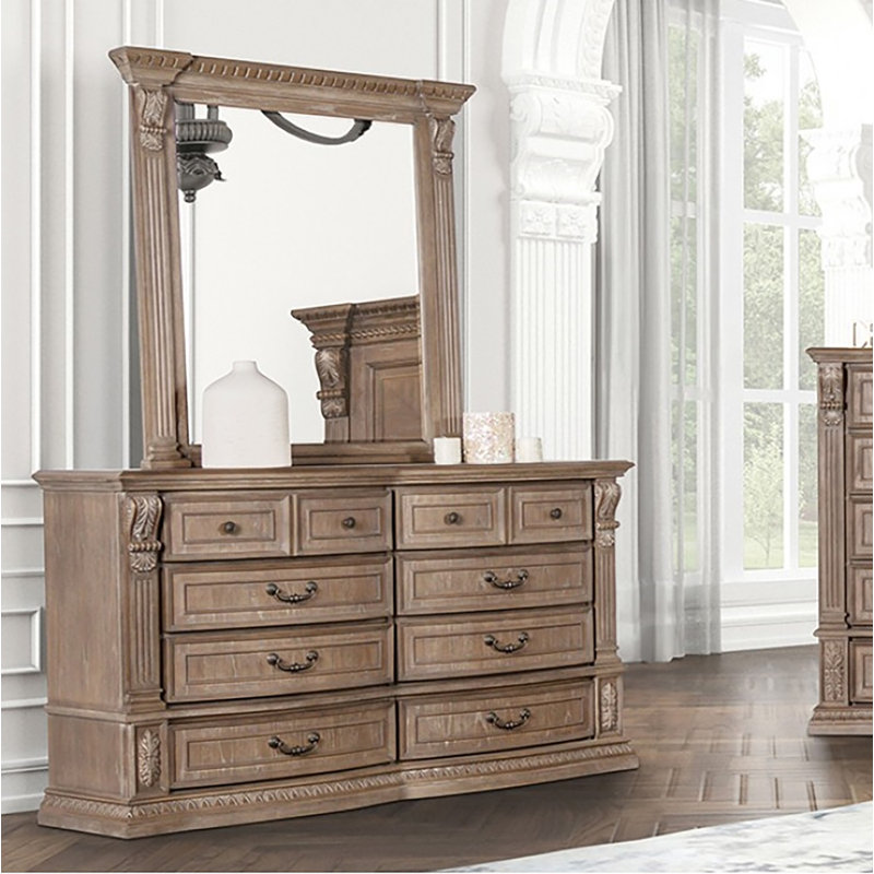 Commode double 8 tiroirs 67 W avec miroir Luonco