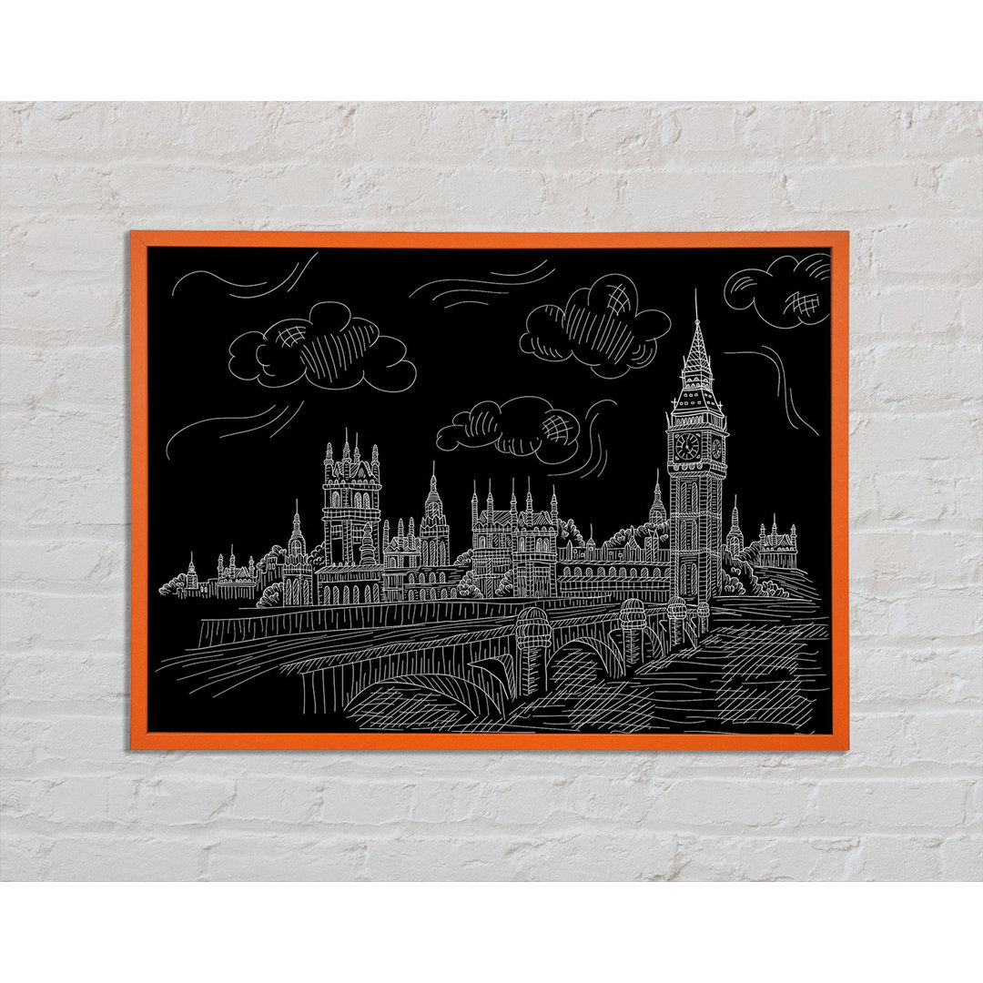 Houses Of Parliament And Big Ben Outline - Einzelne Bilderrahmen Kunstdrucke