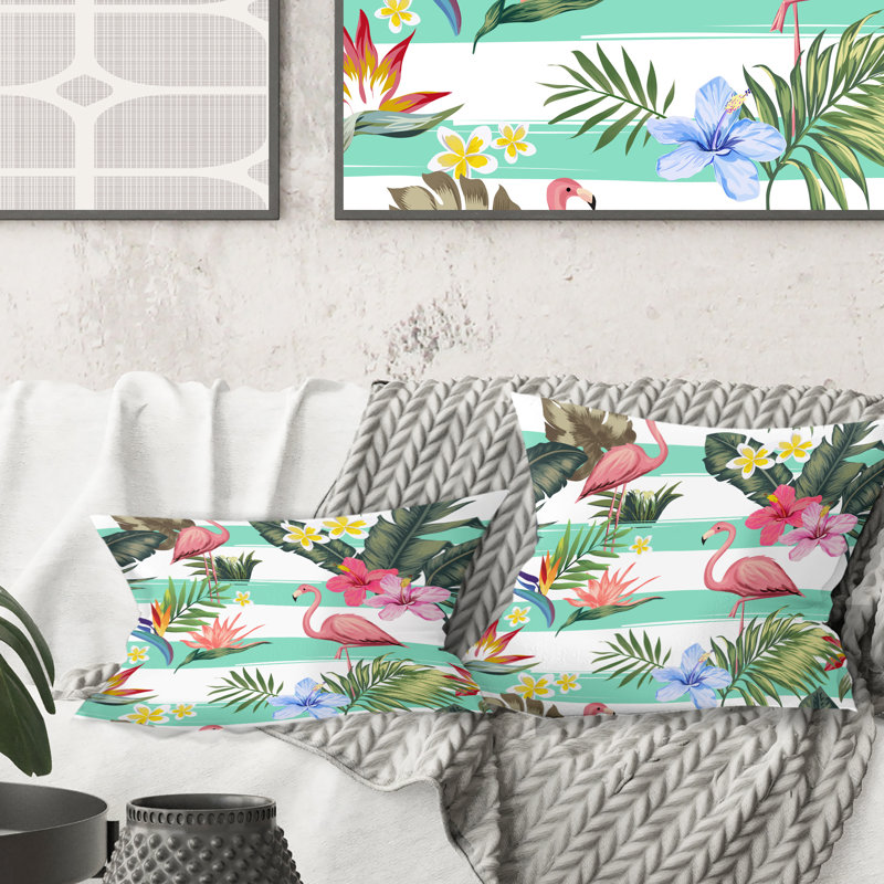 Coussin décoratif imprimé tropical Mid-Century, 18 po x 18 po
