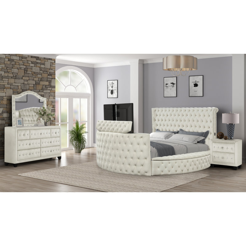 Ensemble de chambre à coucher 4 pièces Kawaii, Crème, Grand