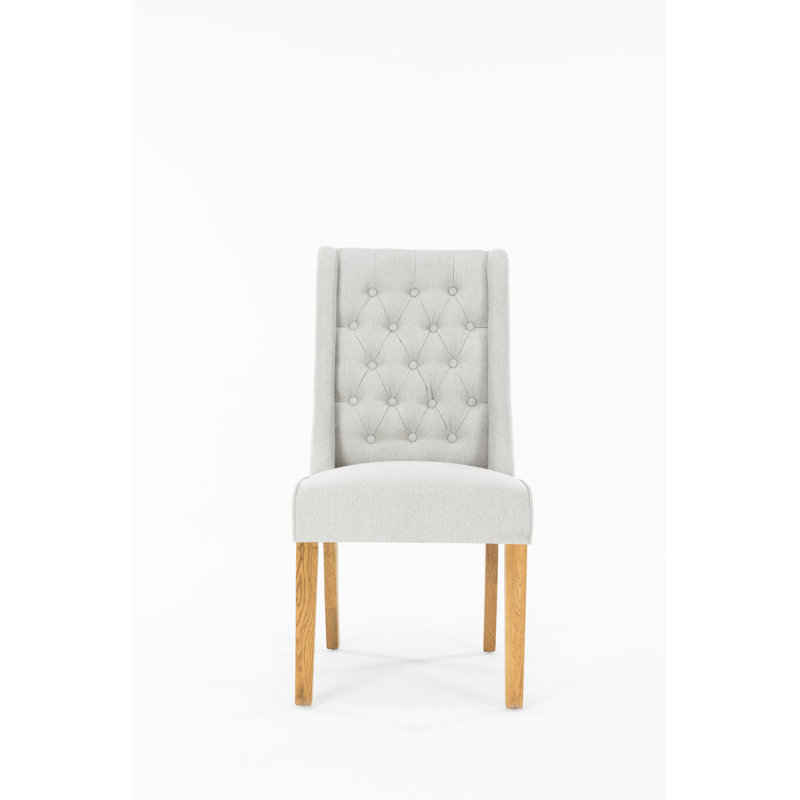 Mairead 35cm H Tufted Polyester Blend Upholstered Wing Back Side Chair, Light Grey