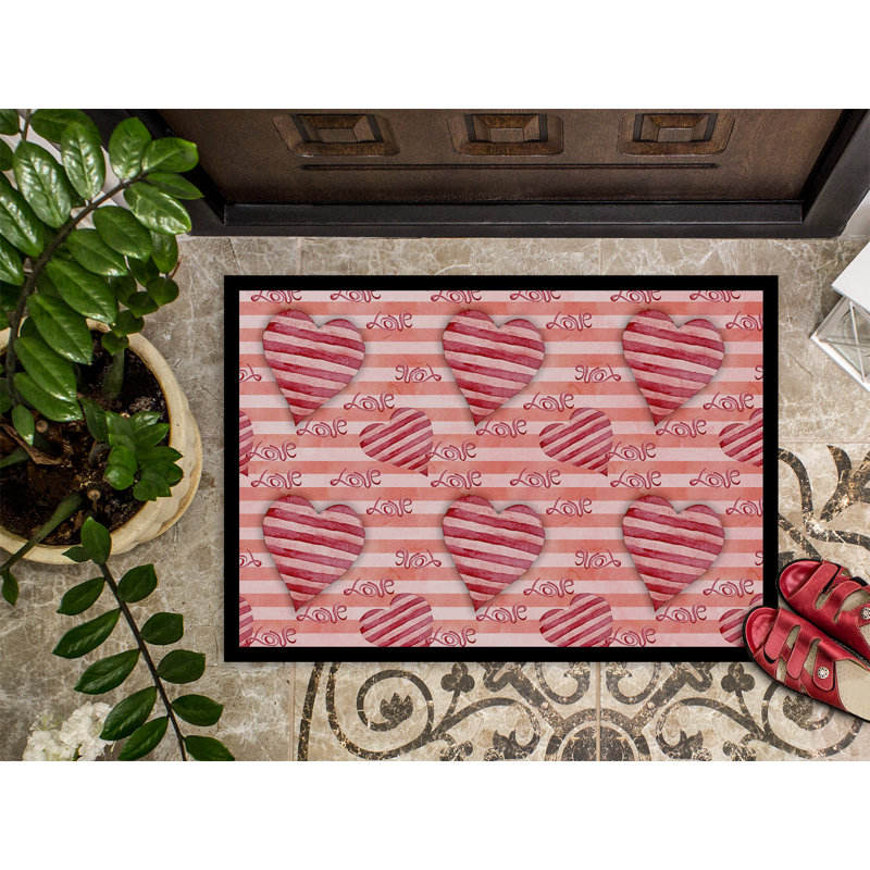 Tapis d'extérieur antidérapant Schofield, Rouge, Rectangle 2 pi x 3 pi