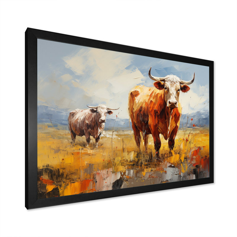 Collage de bovins pastoraux - impression, Cadre photo noir, H 30 po x l 40 po x P 1,5 po