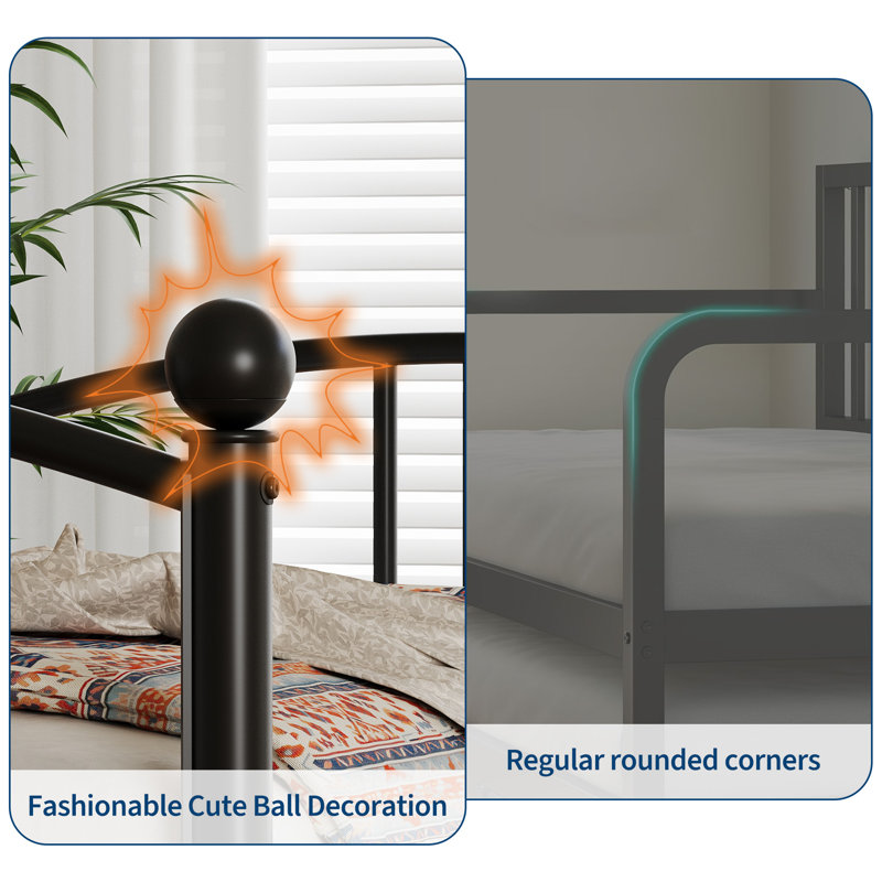 Space-Saving Twin Metal Daybed with Pull-Out Trundle - Sturdy Steel Slat Support - 6 Casters for Easy Mobility - Ideal for Living Room, Bedroom, or Guest Room - Black