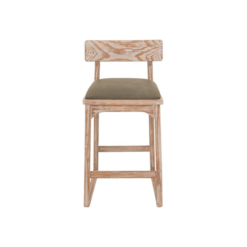 Tabouret de bar rembourré 30 po Balam, Green Seat/Light Brown Frame, Tabouret de bar (siège de 30 po de hauteur)