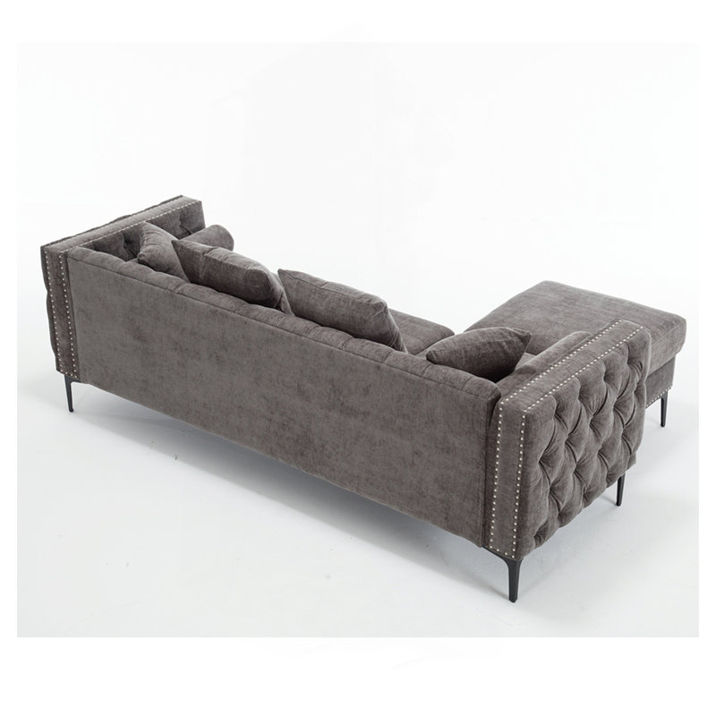Canapé modulaire 85 po Chenille, Gris foncé