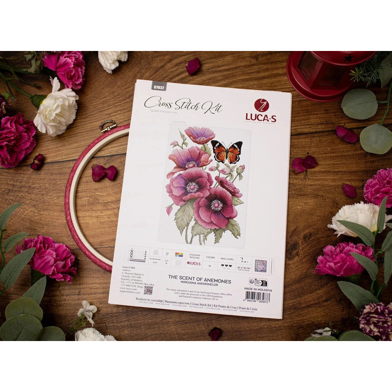 Trousse de point de croix comptée « Le parfum des anémones » de Luca-S B7037L