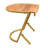 17 Inch Side End C Table, Natural Mango Wood Top with Drop Edge, Iron Gold Angled Frame