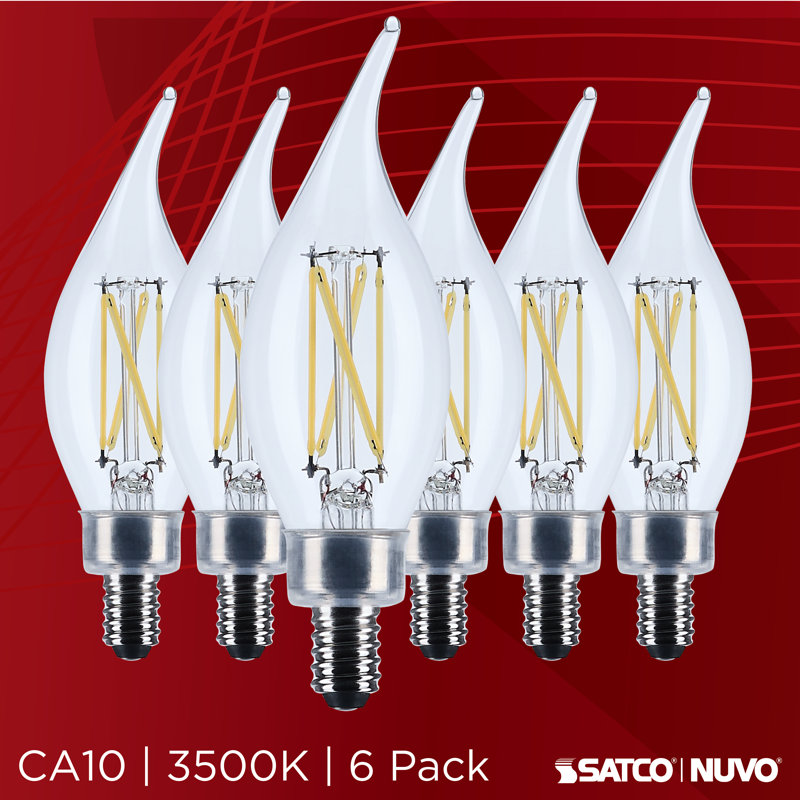 Base de candélabre DEL 4 watts CA10 transparent 3500K CCT 120 Volt, 5,5 W, 3500 Kelvins, 500 lumens