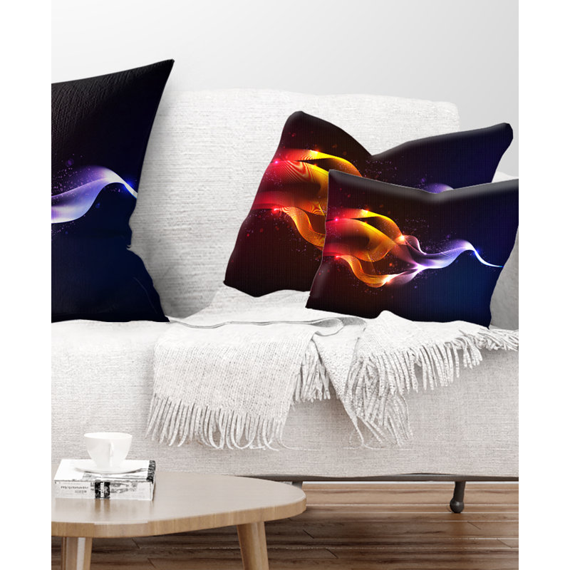 Vagues abstraites - oreiller imprimé abstrait, 12 po x 20 po, Rectangulaire