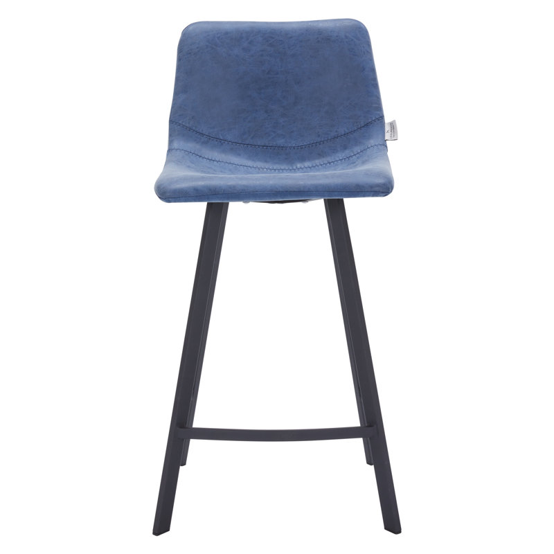 Tabouret de comptoir 35 po avec assise et repose-pieds en acier inoxydable, Bleu paon