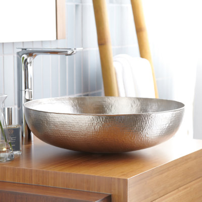 Maestro Sonata Hand-Hammered Copper Round Vessel Bathroom Sink