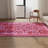 Pink Themed Floral Motifs Rose Patterned Vintage Decorative Carpet-238971752