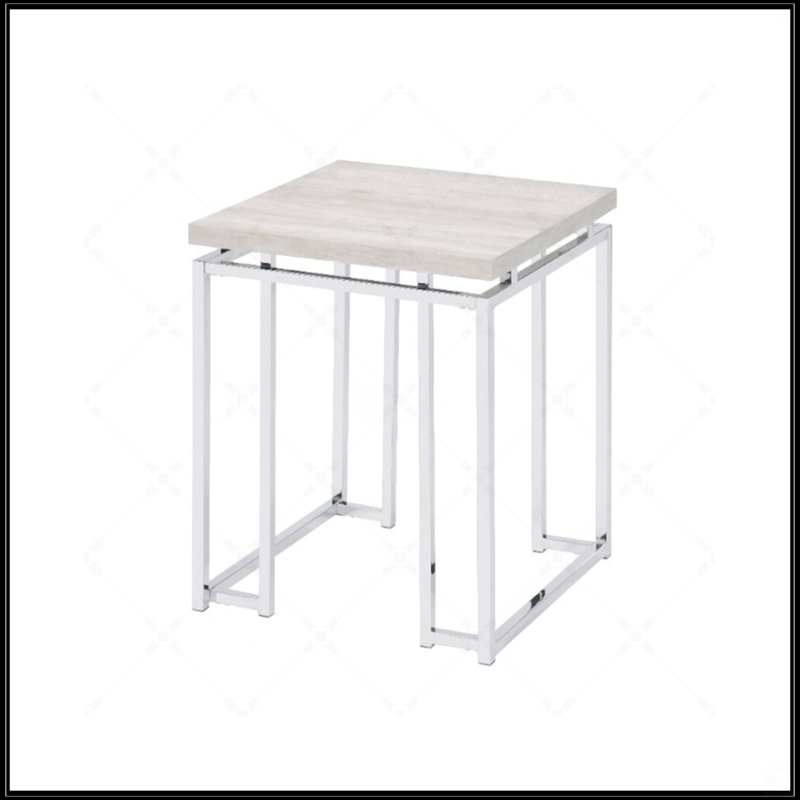Square End Table With Metal Sled Base