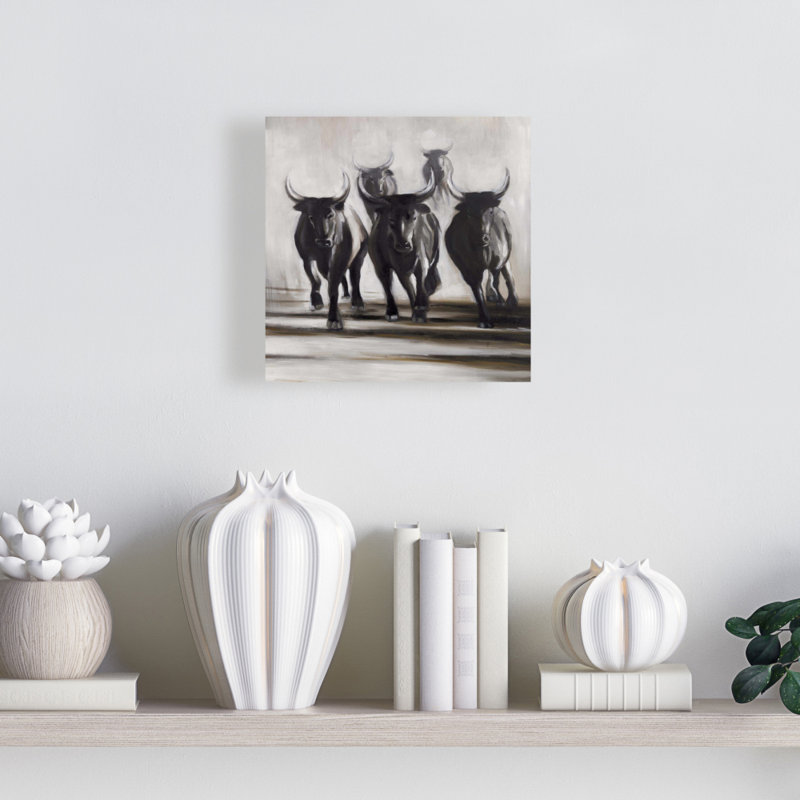 Taureaux féroces qui courent | Décoration murale rustique animal de ferme