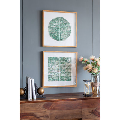 23.5" X Wall Art - Of 2 Stone Shadow Boxes Enhances Decor With Color 40% Ps, 15% Glass Decorative Artpiece Transforms Space 23.6X23.6X1.2 Inches