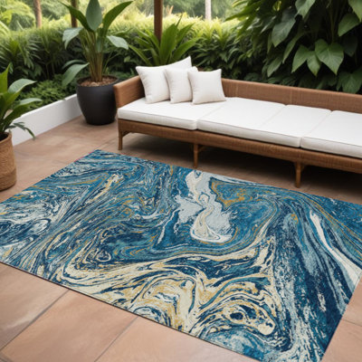 Tapis intérieur lavable abstrait bleu marine 9 pi x 12 pi