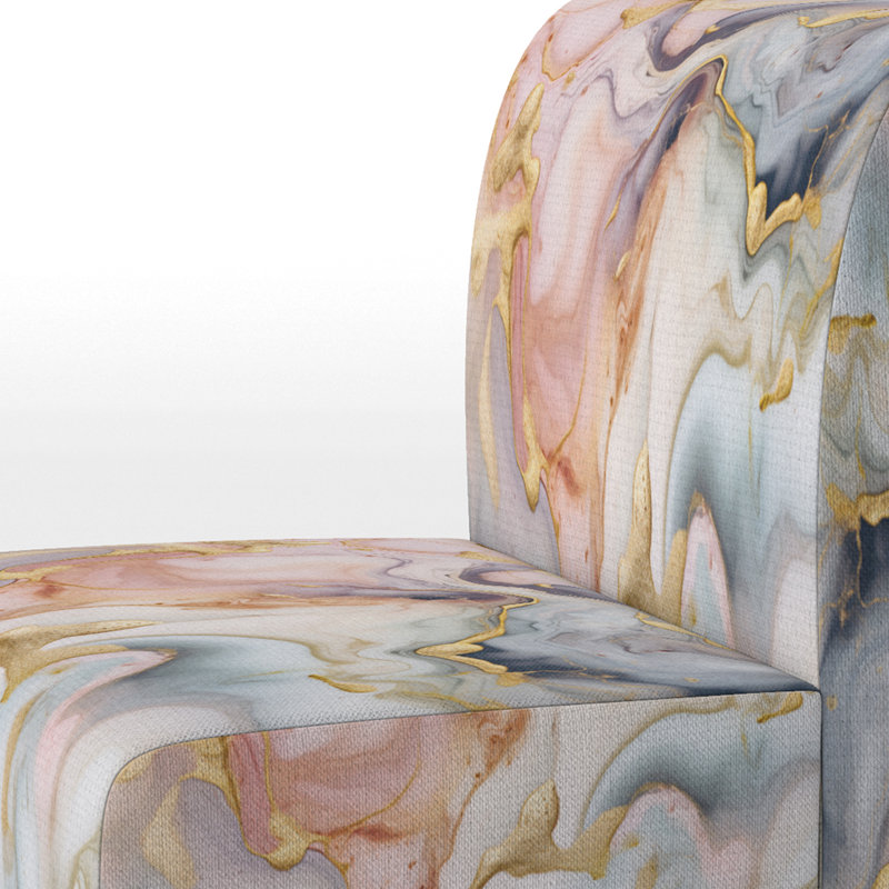 Fauteuil de chambre Berendien , Rose / mélange de polyester doré