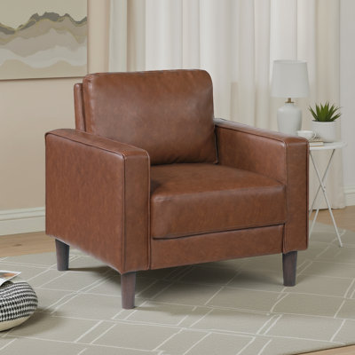 Fauteuil à accoudoirs modernes et contemporains 33 po Kartir - Similicuir facile à entretenir, mousse de soutien et ressorts ensachés, structure en bois mélangé durable