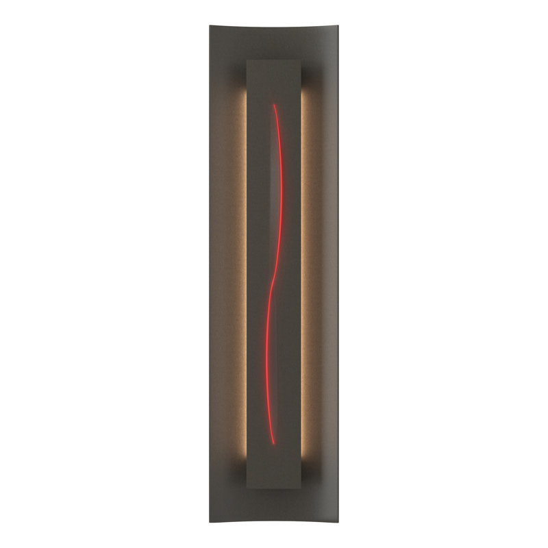 Gallery Dimmable Flush Mount Scone, Dark Smoke, Red, 4.3" W x 24.5" H x 3.3" D