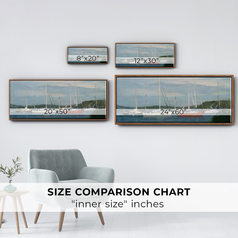 Waiting  to Sail- Framed Canvas, 12" H x 30" W