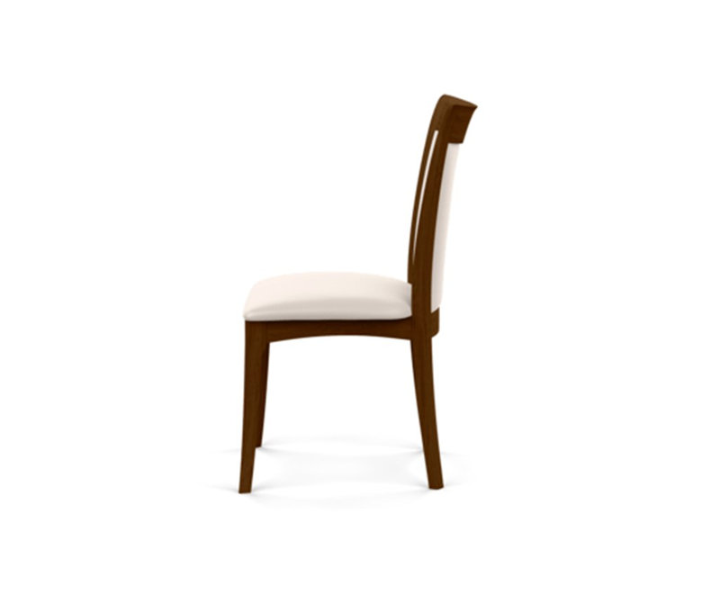 Morgan Leather Dining Chair, White, Natural Walnut